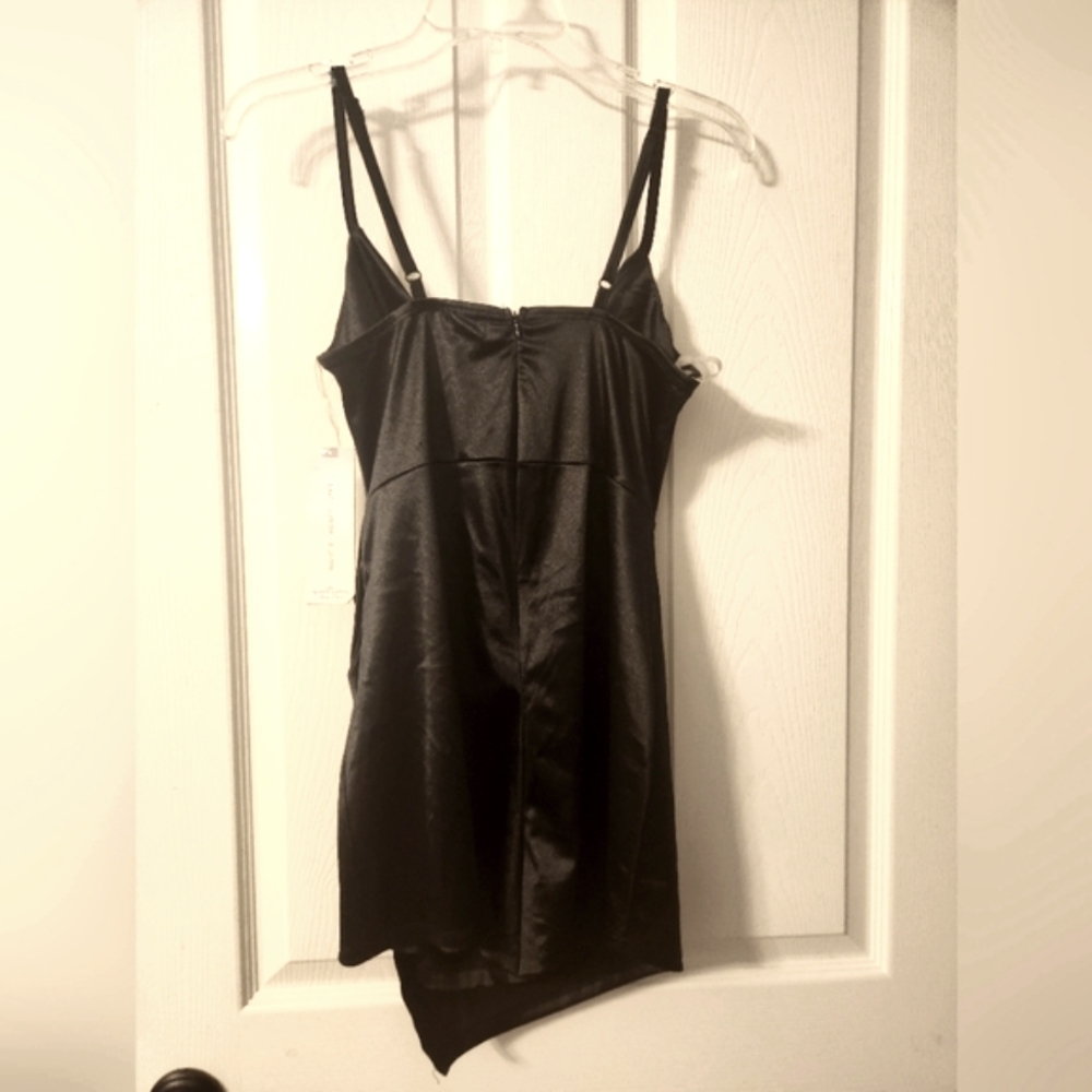 Black Satin Slip Dress - Picture 1 of 8
